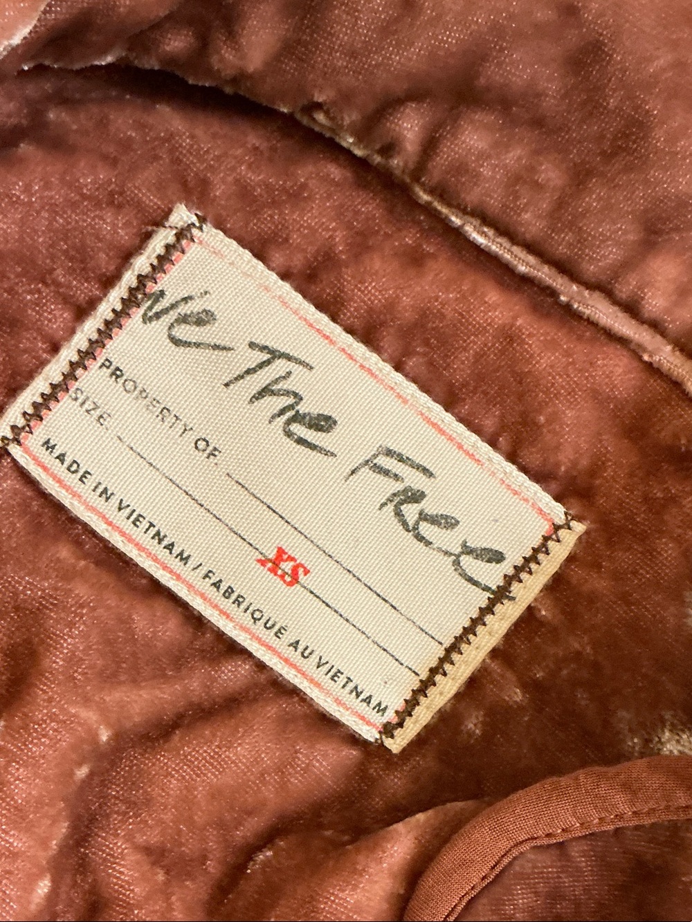 Free People We The Free Luxy Velvet Blouse Top Terracotta Rust Cedar Wood XS - Picture 4 of 4